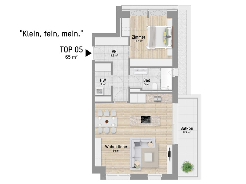 Modernes Dachgeschoss mit 2 Zimmer, Balkon und der Alten Donau vor der Haustre /  / 1220 Wien / Bild 6