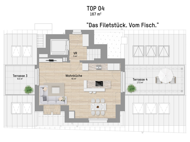 Wohnen deluxe. Prachtvolle 2-stckige Dachgeschosswohnung mit 167 m in absoluter Bestlage an der Alten Donau /  / 1220 Wien / Bild 9