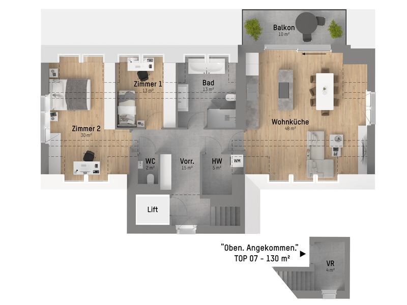 3-Zimmer-Penthouse auf 129 m - samt Deckenkhlung und Liftfahrt direkt in die Wohnung /  / 1220 Wien / Bild 6