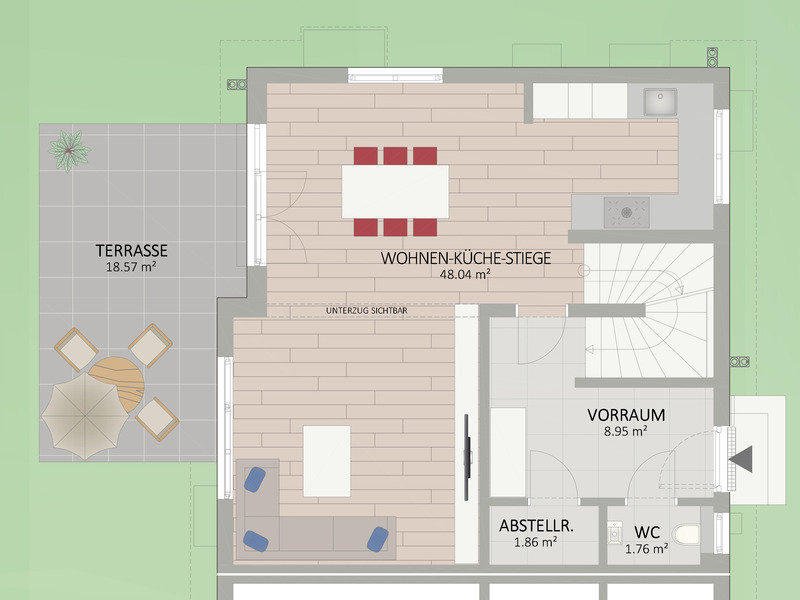 Zum Einziehen verfhrt. 4-Zimmer Doppelhaus mit Wrmepumpe. 2 Parkpltze inklusive /  / 2301 Neu-Oberhausen / Bild 2
