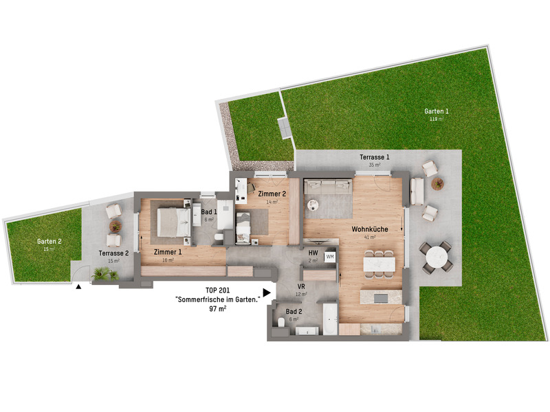 1220, Tamariskengasse, Beim M�hlwasser, nur 3 Fahrradminuten zur U2, 3-Zimmer-Eigentumswohnung  /  / 1220&nbsp;Wien / Bild 3