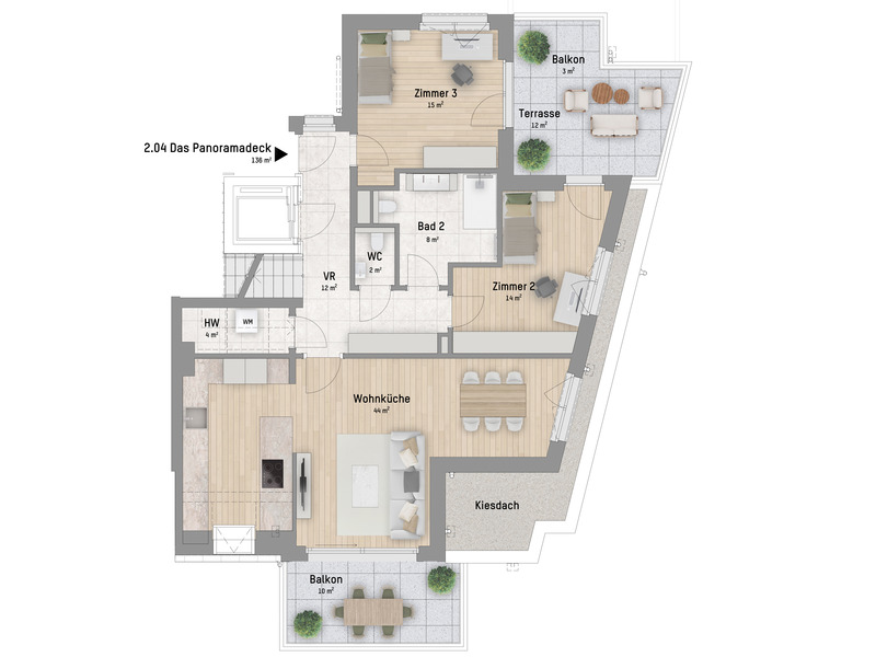 1220, Arminenstrae, Nur 200 m zur unteren Alten Donau, 4-Zimmer-Penthouse  /  / 1220 Wien / Bild 2