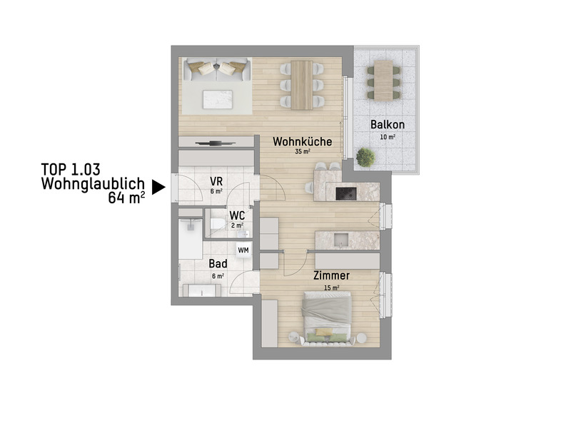 1220, Brachelligasse, 400 m zur U1 bei der Alten Donau, 2-Zimmer-Eigentumswohnung  /  / 1220&nbsp;Wien / Bild 2