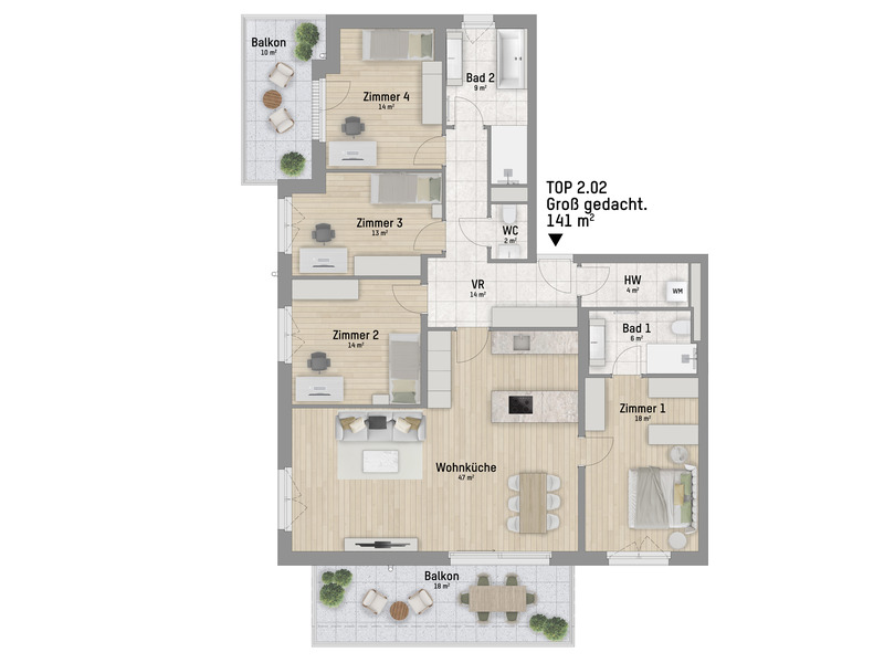 1220, Brachelligasse, 400 m zur U1 bei der Alten Donau, 5-Zimmer-Eigentumswohnung / / 1220 Wien / Bild 2