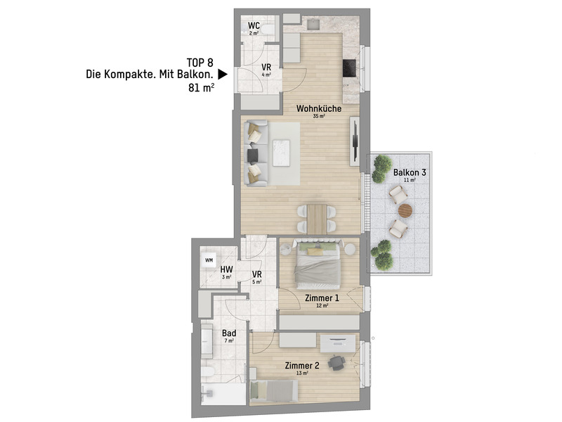 1220, Wagramer Stra�e, Beim Donau Zentrum, U1 und Alte Donau, 3-Zimmer-Eigentumswohnung  /  / 1220&nbsp;Wien / Bild 2