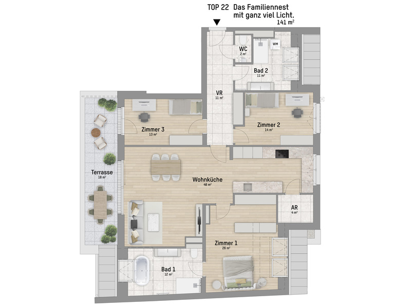 1220, Wagramer Stra�e, Beim Donau Zentrum, U1 und Alte Donau, 4-Zimmer-Eigentumswohnung  /  / 1220&nbsp;Wien / Bild 2