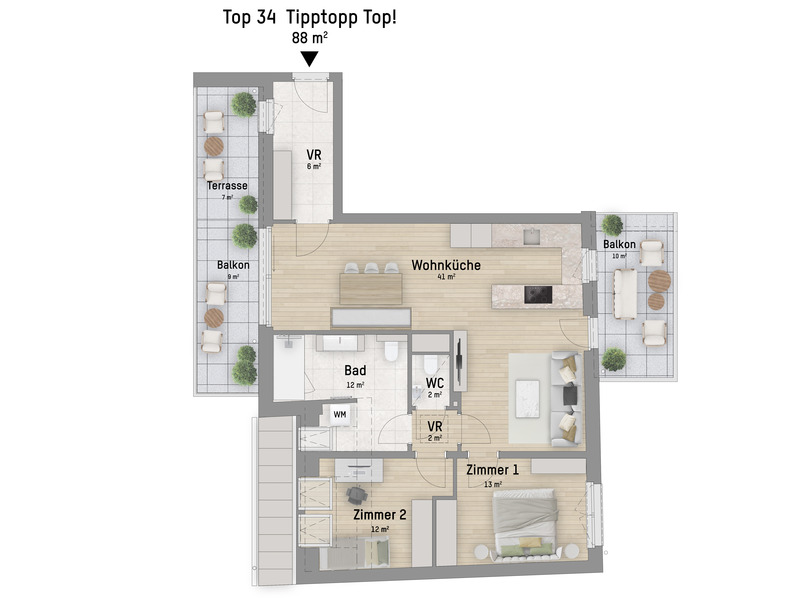 1220, Wagramer Stra�e, Beim Donau Zentrum, U1 und Alte Donau, 3-Zimmer-Eigentumswohnung  /  / 1220&nbsp;Wien / Bild 2