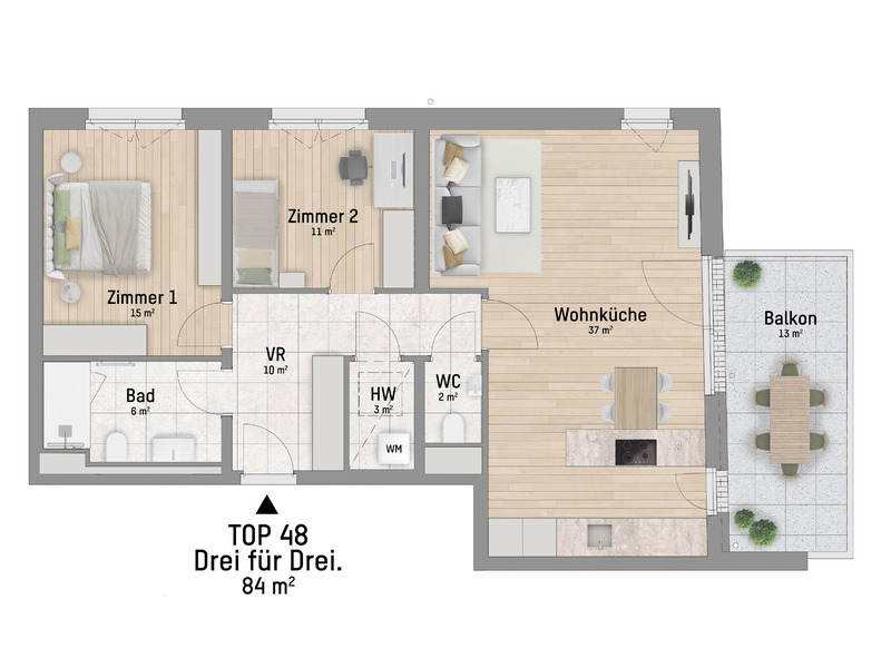 1220, Wagramer Stra�e, Beim Donau Zentrum, U1 und Alte Donau, 3-Zimmer-Eigentumswohnung  /  / 1220&nbsp;Wien / Bild 2