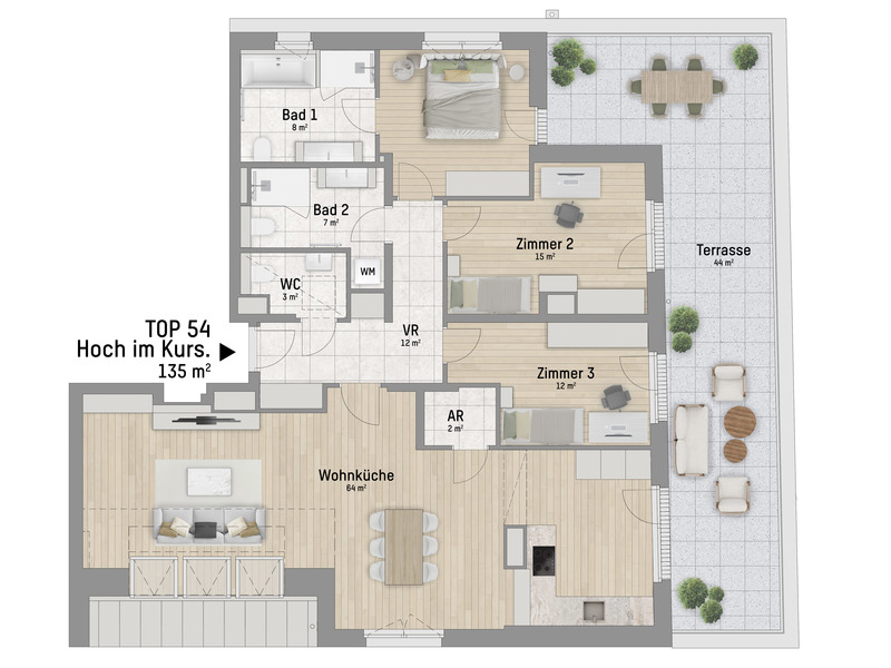 1220, Wagramer Stra�e, Beim Donau Zentrum, U1 und Alte Donau, 4-Zimmer-Penthouse  /  / 1220&nbsp;Wien / Bild 2