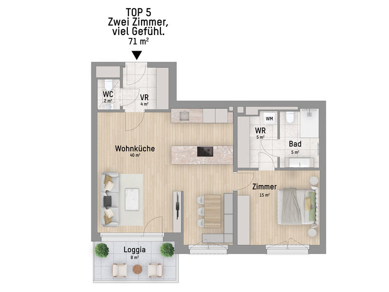 1210, Br�nner Stra�e, In Stammersdorf, 2-Zimmer-Eigentumswohnung  /  / 1210&nbsp;Wien / Bild 2