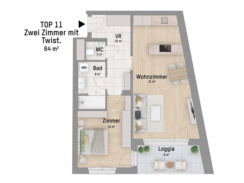 1210, Br�nner Stra�e, In Stammersdorf, 2-Zimmer-Eigentumswohnung  /  / 1210&nbsp;Wien / Bild 2