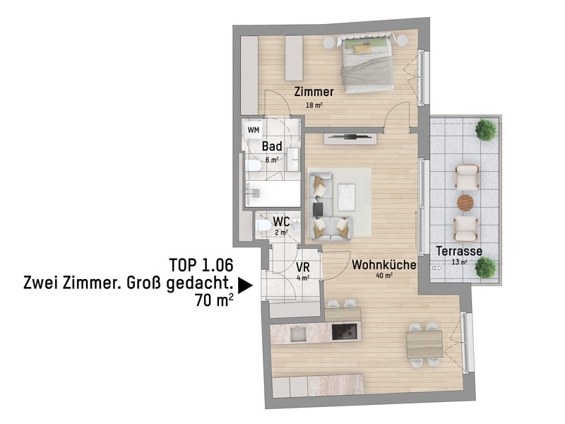 1220, Hausfeldstra�e, In 2 Fahrradminuten zur U2, 2-Zimmer-Eigentumswohnung  /  / 1220&nbsp;Wien / Bild 2