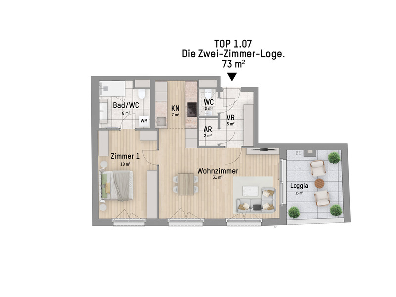 1220, Hausfeldstra�e, In 2 Fahrradminuten zur U2, 2-Zimmer-Eigentumswohnung  /  / 1220&nbsp;Wien / Bild 2