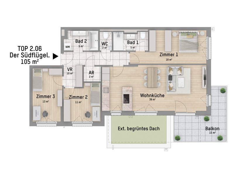 1220, Hausfeldstraße, In 2 Fahrradminuten zur U2, 4-Zimmer-Eigentumswohnung / / 1220 Wien / Bild 2