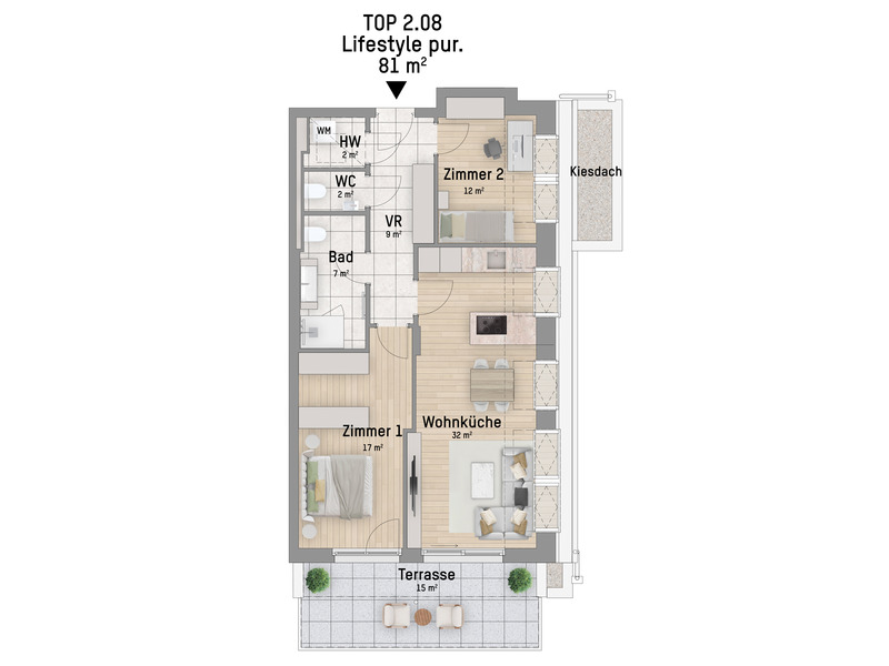 1220, Hausfeldstra�e, In 2 Fahrradminuten zur U2, 3-Zimmer-Eigentumswohnung  /  / 1220&nbsp;Wien / Bild 2