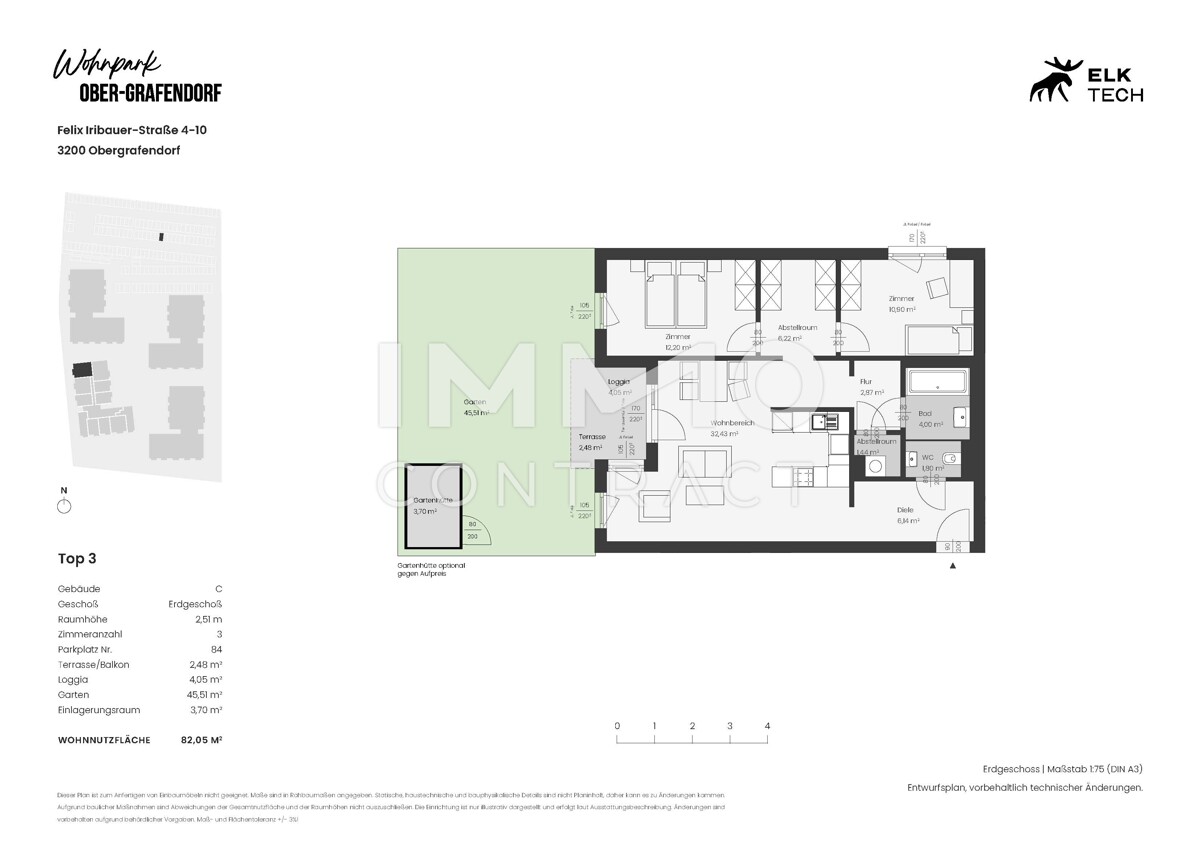3Zi - 82,05qm - W-Garten -Vorsorgewohnung, Anlage in kolog. NEUBAU /  / 3100 St.Plten / Bild 1