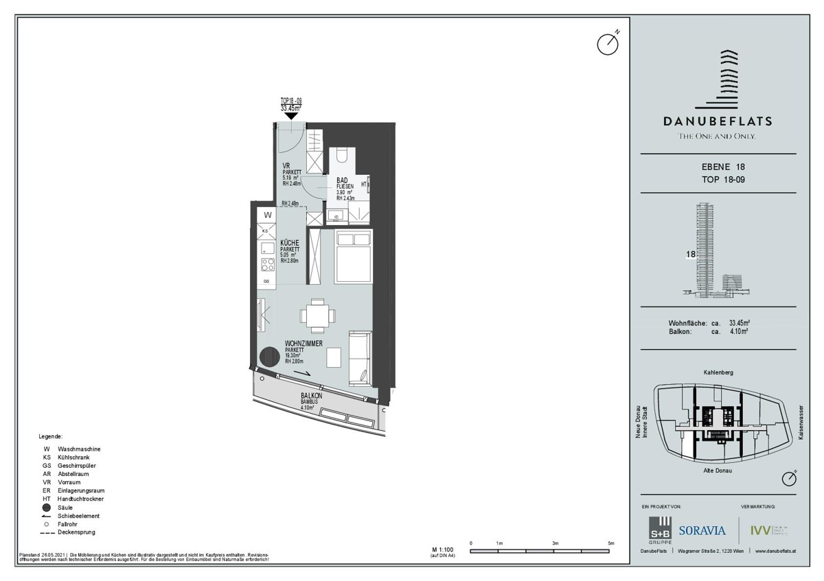 NEU! Mbliert DANUBEFLATS - Doorman, Gym, Pool, div. Lounges UND den schnsten Ausblick auf Stephansdom, Prater & Neue Donau /  / 1220 Wien / Bild 2