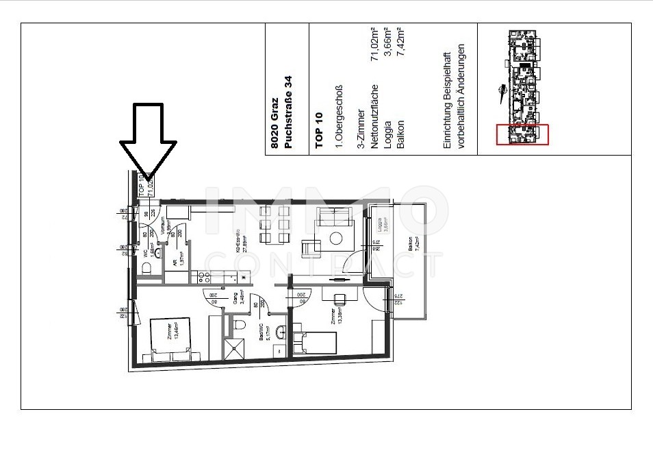 Erstbezug ab 01.10.2025: gefrderte 3 Zimmer Wohnung mit Balkon in ruhiger und zentraler Lage - Puchstrae 34 - Top 10 /  / 8020 Graz / Bild 8