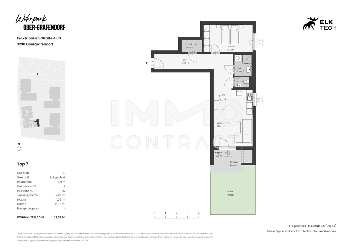 2ZI - 62,72qm - Süd-Garten - Vorsorgewohnung, Anlage in ökolog. NEUBAU /  / 3100 St.Pölten / Bild 1