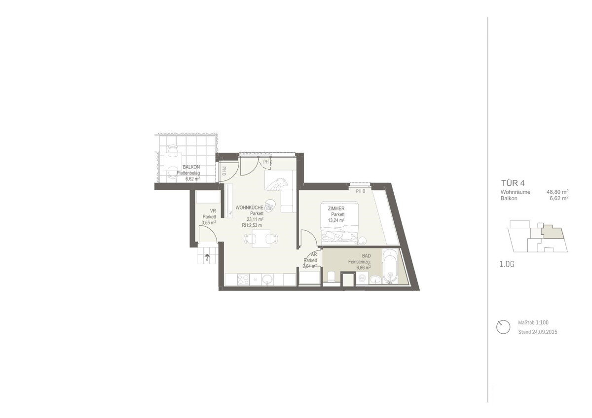 Am Schnen Grund - Zeitgemes Wohnen: 2-Zimmer-Neubau mit Balkon /  / 1220 Wien / Bild 2