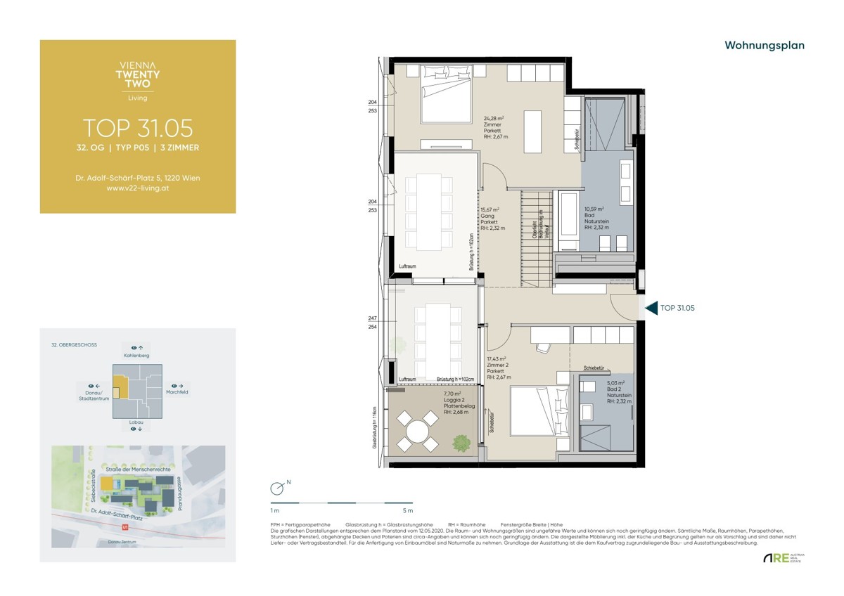 Exklusive Penthouse Wohnung auf 2 Etagen mit atemberaubenden Ausblick auf die Donau und die Innenstadt! /  / 1220 Wien / Bild 7