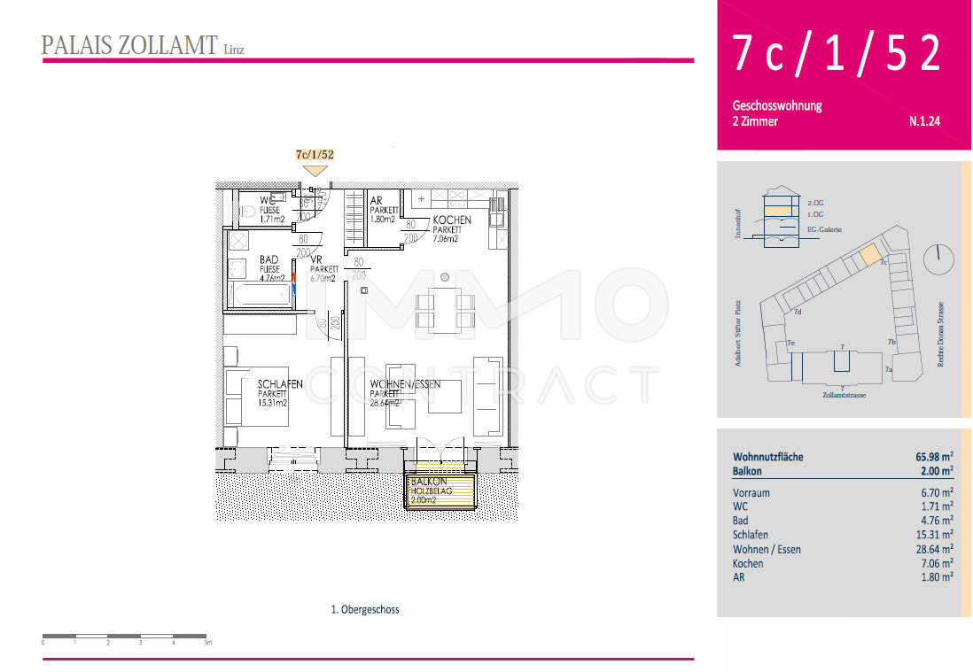 Ideale 2-Zimmer Wohnung mit Balkon im Palais Zollamt zu vermieten! /  / 4020 Linz / Bild 5