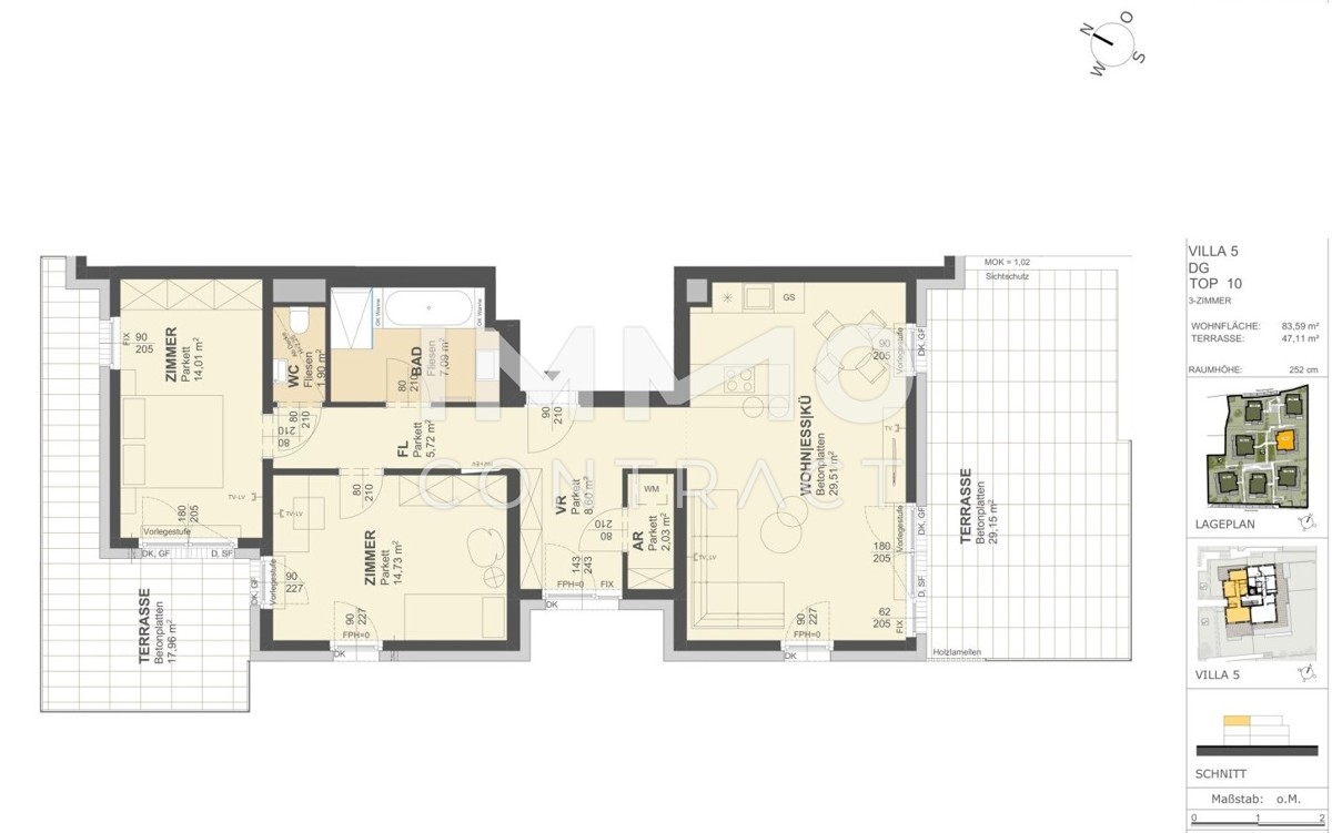 KREMSER WOHNDOMIZIL
3Zi- 84qm- Dachgeschoss-Eigentum, 2Terrassen
Lift, Tiefgarage, in beliebter Grünruhelage /  / 3500 Krems / Bild 1