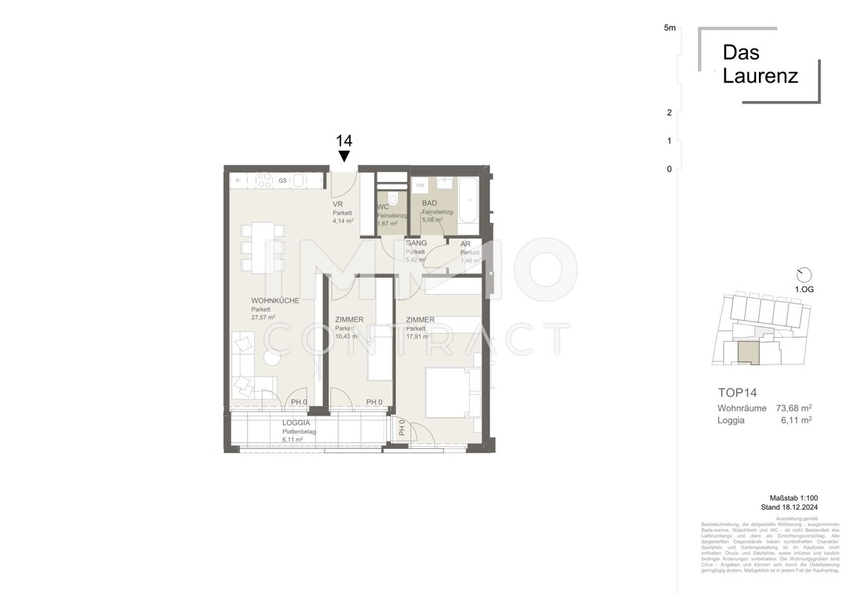 3 Zimmer Loggiawohnung +   - ERSTBEZUG = DAS LAURENZ = 2 bedroom apartment+loggia /  / 1110 Wien / Bild 1