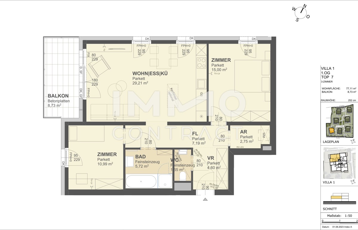 KREMSER WOHNDOMIZIL
3Zi- 77qm- Balkon-Eigentum, Lift, Tiefgarage, in beliebter Grnruhelage /  / 3500 Krems / Bild 1