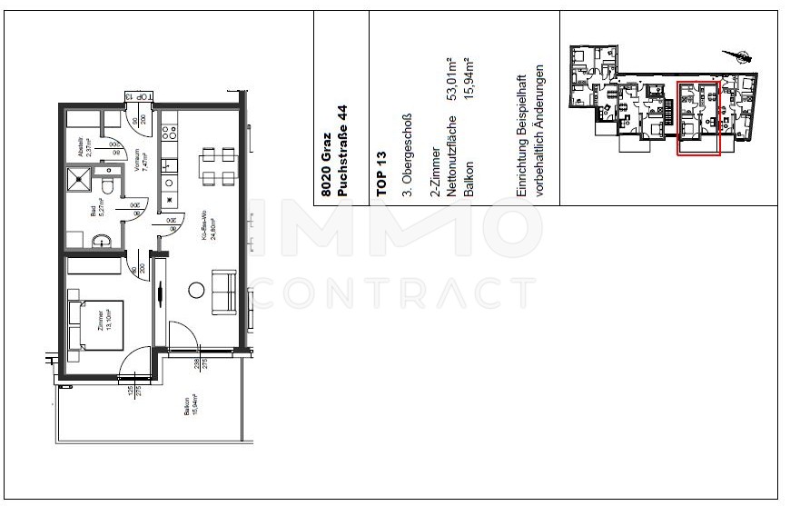 ERSTBEZUG: gefrderte 2 Zimmer Wohnung mit groem BALKON in Innenhoflage - Puchstrae 44 - Top 013 /  / 8020 Graz / Bild 9