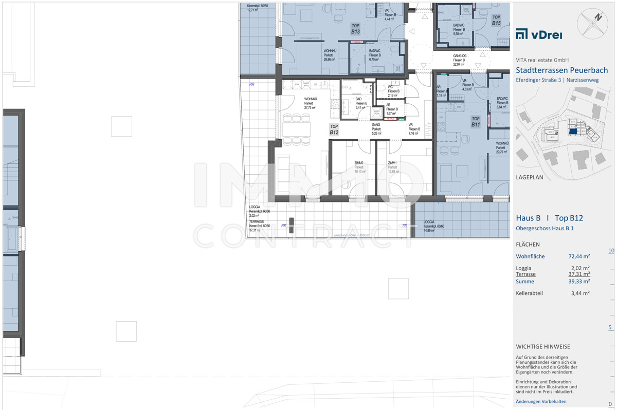 Sonnendurchflutete 3 Zi-Wohnung in den STADTTERRASSEN PEUERBACH - provisionsfrei!  ** JETZT FRHKUFER-RABATT!** /  / 4722 Peuerbach / Bild 1