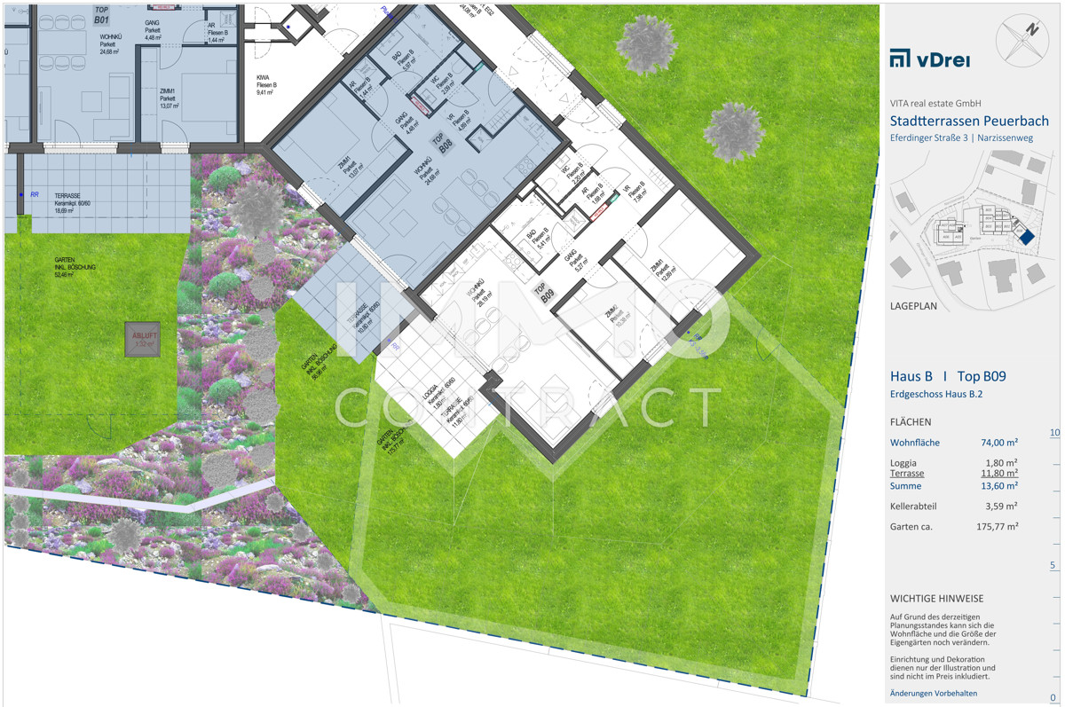 Traumhafte 3-Zi Gartenwohnung in den STADTTERRASSEN PEUERBACH - provisionsfrei!  ** JETZT FRHKUFER-RABATT!** /  / 4722 Peuerbach / Bild 1