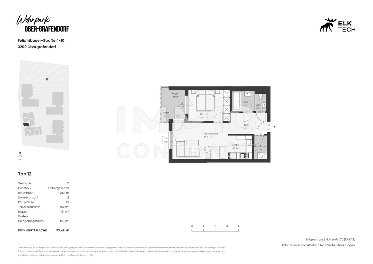 53,49qm 2Zi W-Balkonwohnung,
Erstbezug, kologische Bauweis /  / 3200 Ober-Grafendorf / Bild 1