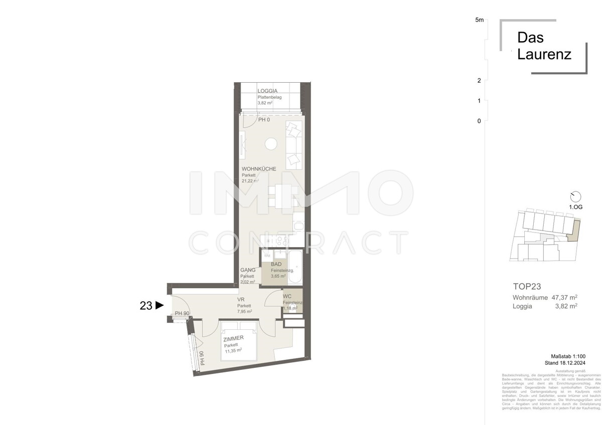 ERSTBEZUG Top Wohnung U3 2 Zimmer + Loggia - 1 bedroom apartment + loggia U3  +  TG Parkplatz /  / 1110 Wien / Bild 2
