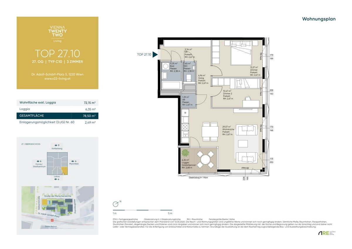 3 Zimmer Wohntraum mit Rooftop-Pool, Sauna und Fitness! PROVISIONSFREI! /  / 1220 Wien / Bild 6