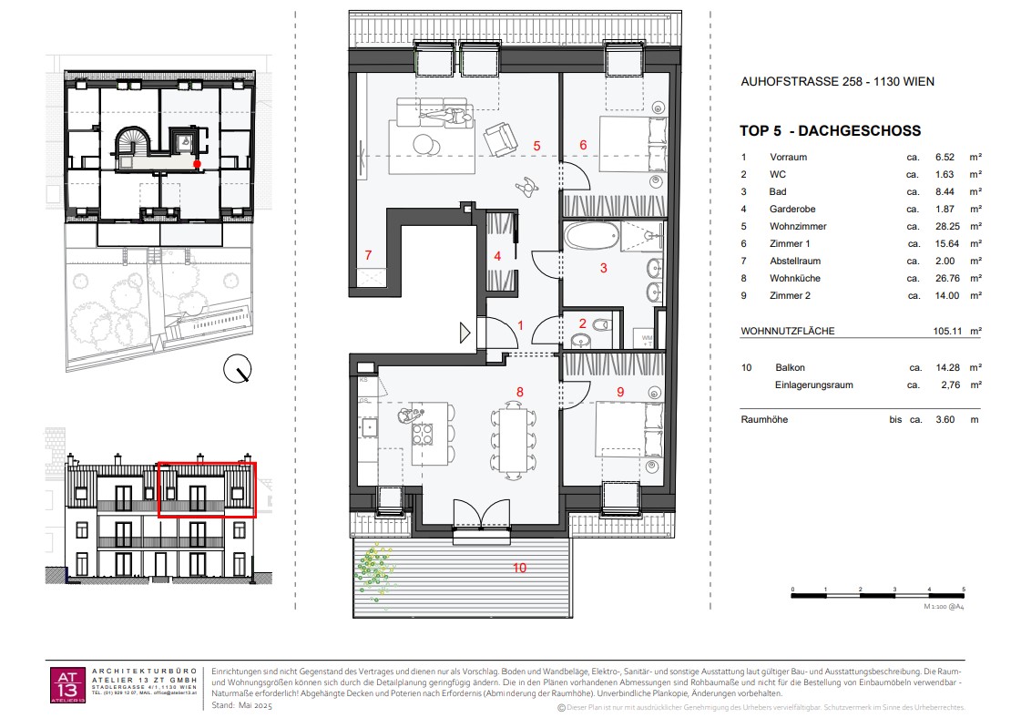 lichtdurchflutete 4-Zimmer-Penthousewohnung mit Balkon in Hietzing /  / 1130 Wien / Bild 1