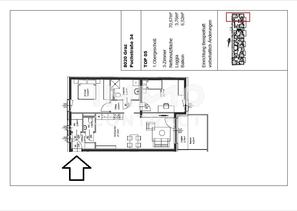 Erstbezug ab 01.10.2025: gefrderte 3 Zimmer Wohnung mit groem BALKON in ruhiger, zentraler Lage - Puchstrae 34 - Top 05 /  / 8020 Graz / Bild 7