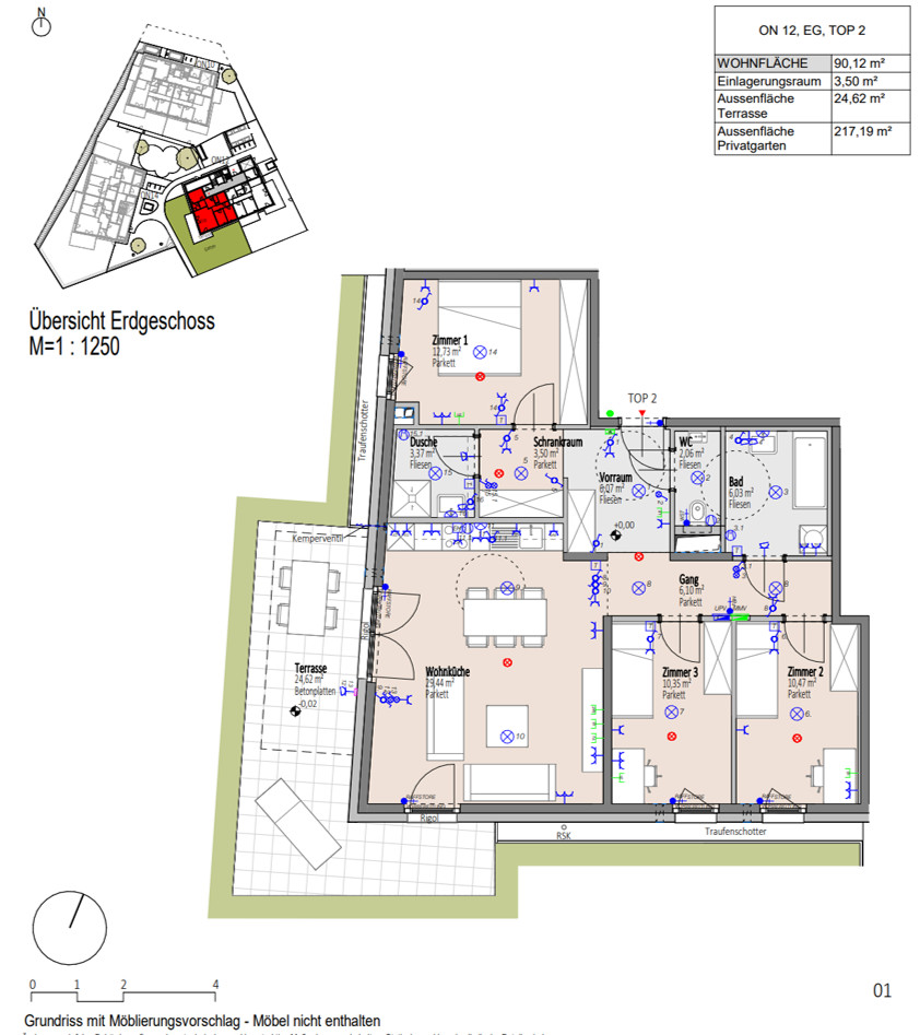 217 m2 Sd-Eigengarten! Provisionsfreie 4-Zimmer-Wohnung - hell, modern, Top-Ausstattung, Erstbezug /  / 2700 Wiener Neustadt / Bild 3