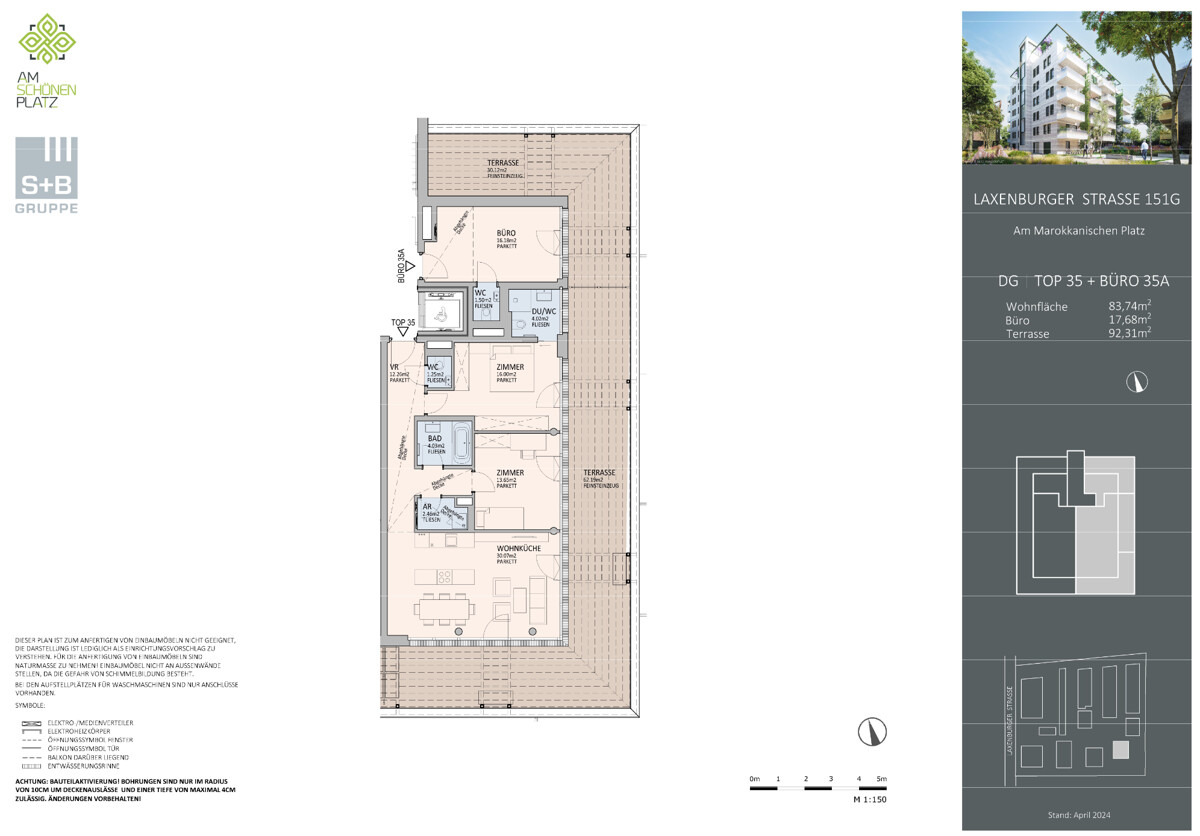 Exklusives Penthouse mit 90m2 Panoramaterrasse: Provisionsfrei - Wohnung + Bro mit luxuriser Ausstattung /  / 1100 Wien, Favoriten / Bild 5