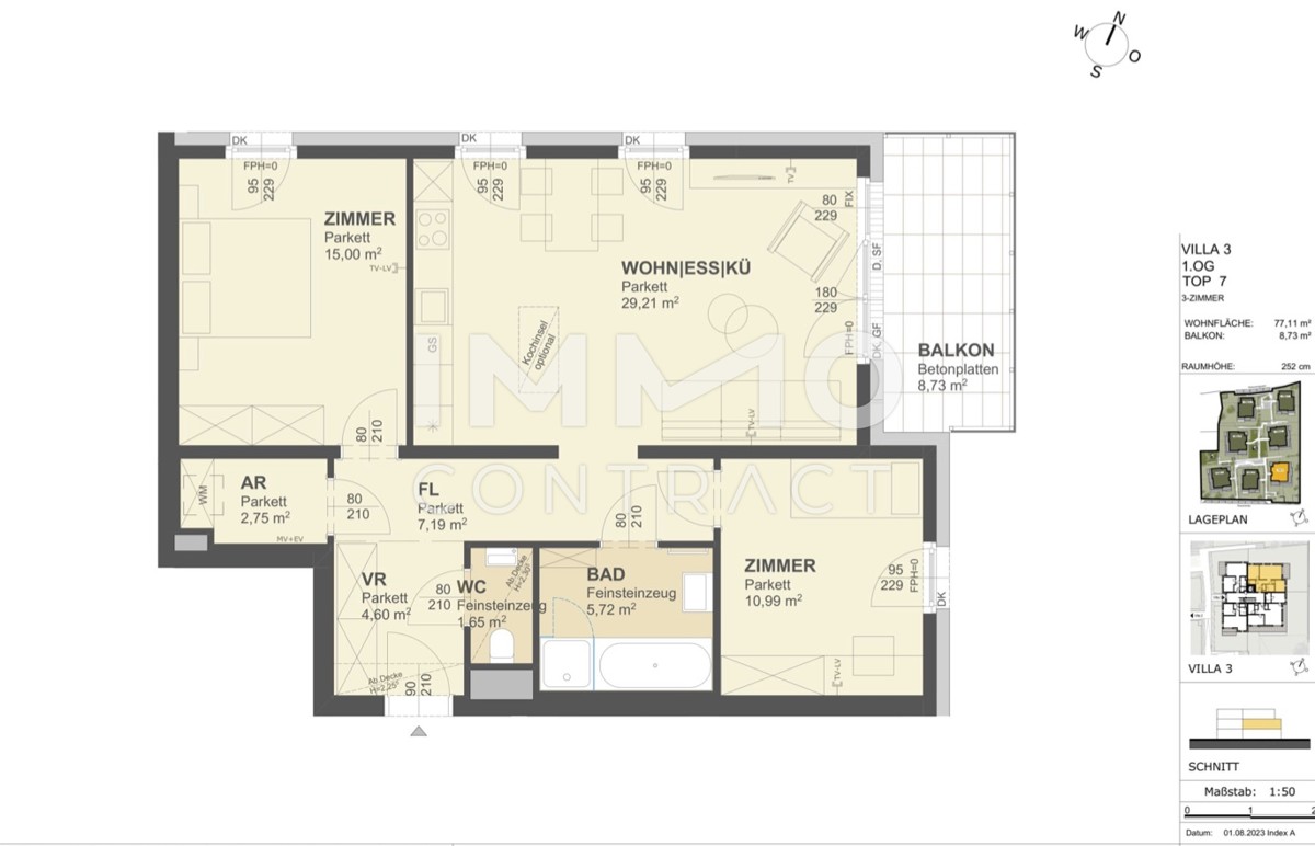 KREMSER WOHNDOMIZIL
3Zi- 77qm- Balkonwohnung, Lift, Tiefgarage, in beliebter Grnruhelage /  / 3500 Krems / Bild 1