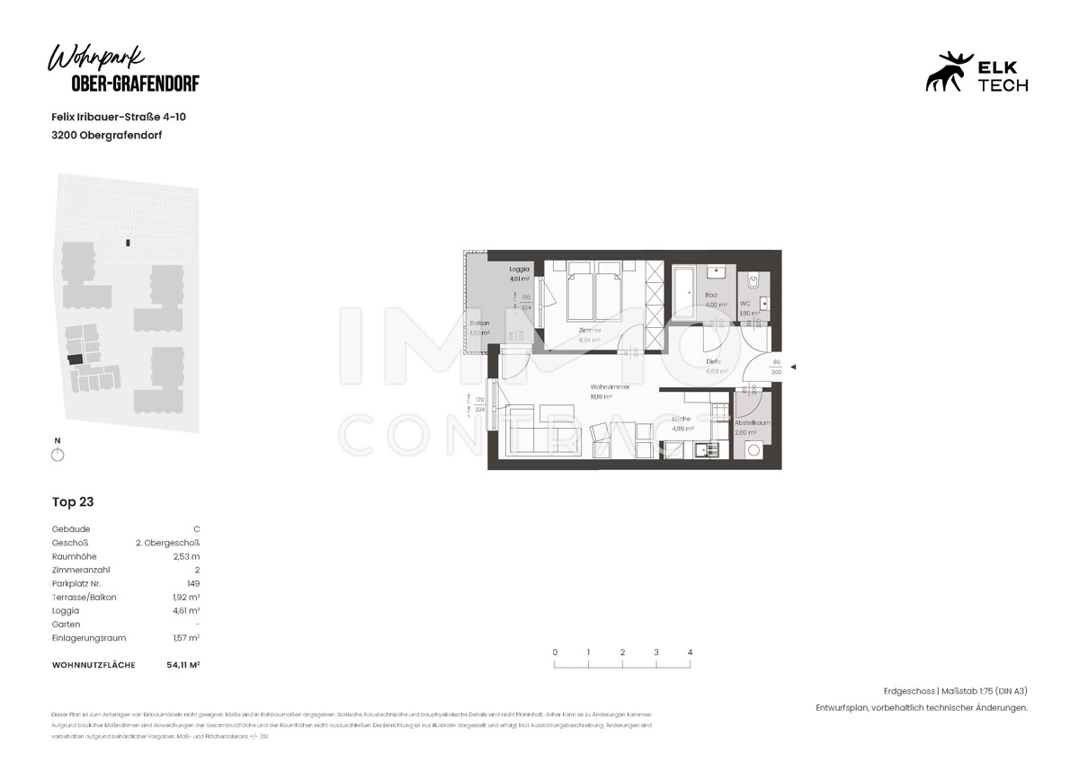 54,11qm 2Zi W-Balkonwohnung
Erstbezug, kologische Bauweise /  / 3200 Ober-Grafendorf / Bild 1