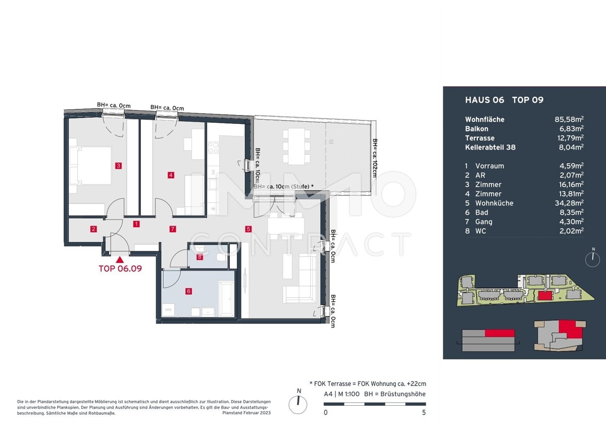 Terrassentraum: Moderne, helle 3-Zimmer-Wohnung mit Grnblick im Erstbezug - provisionsfrei! /  / 2333 Leopoldsdorf / Bild 9