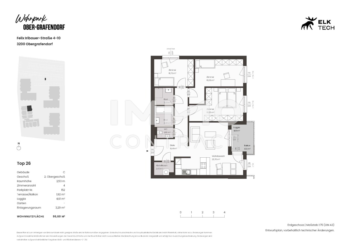 4ZI - 96,6qm - Ost-Balkon - Vorsorgewohnung, Anlage in kolog. NEUBAU /  / 3100 St.Plten / Bild 1