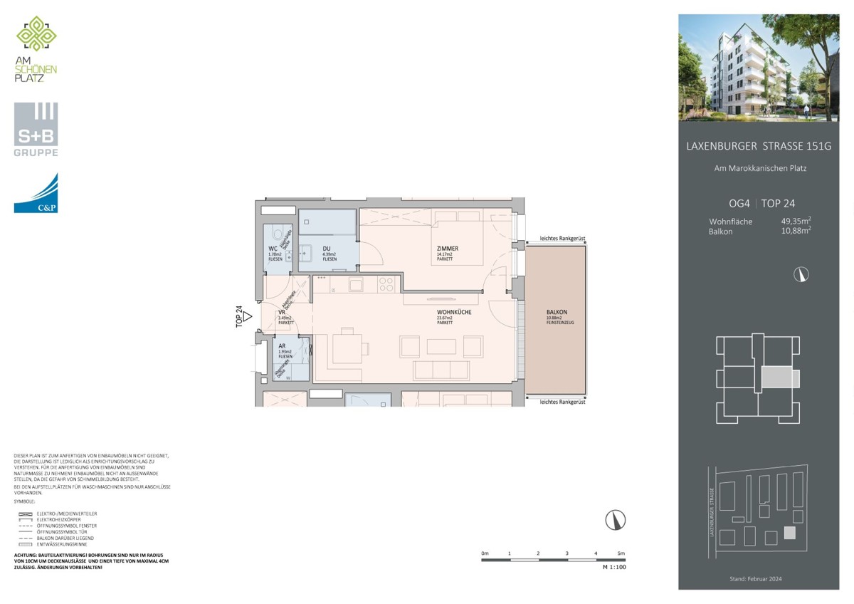 Provisionsfrei: Erstbezug fertig zum einziehen: Balkonwohnung in luxuriser Anlage mit Gemeinschaftsdachgarten und Palmenhaus /  / 1100 Wien, Favoriten / Bild 2