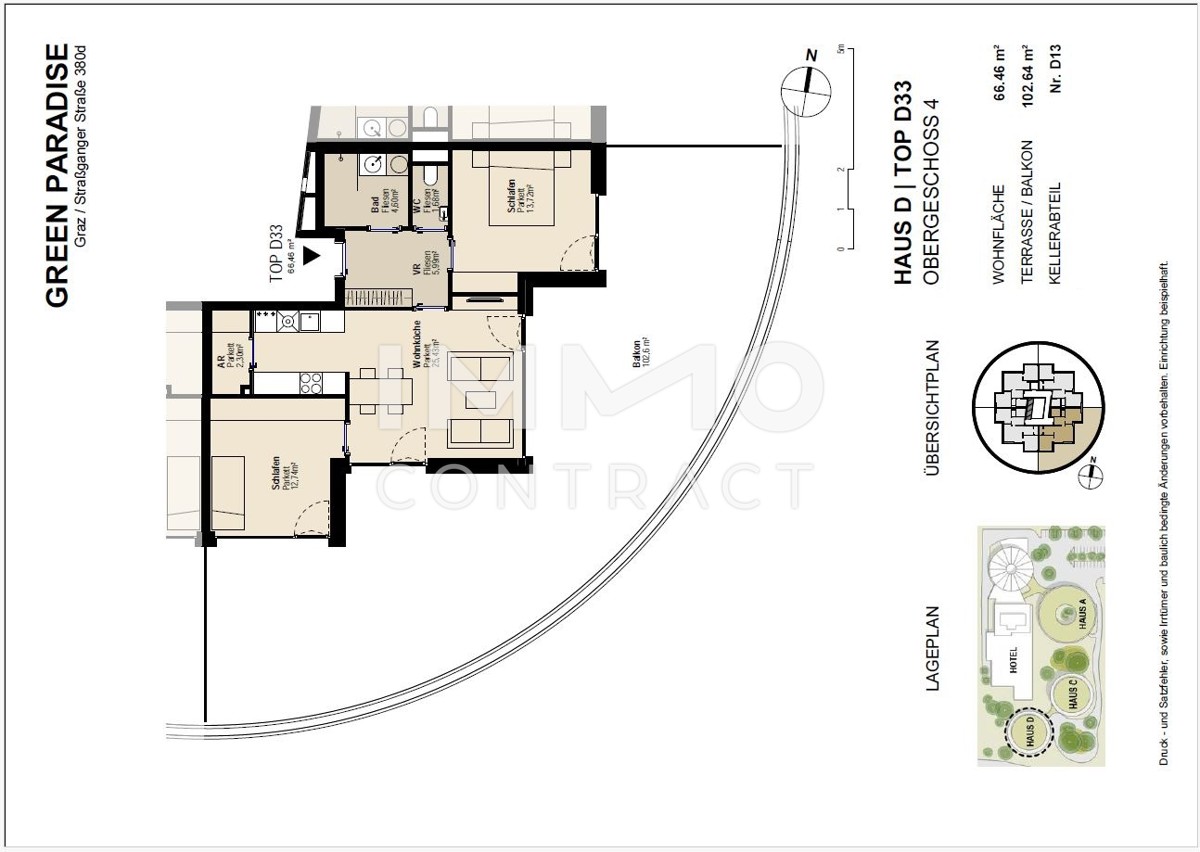 GREEN CITY: TOP DACHTERRASSEN-WOHNUNG mit 3 Rumen und groer Dachterrasse - Straganger Strae 380 d - Top 33D /  / 8054 Graz / Bild 4
