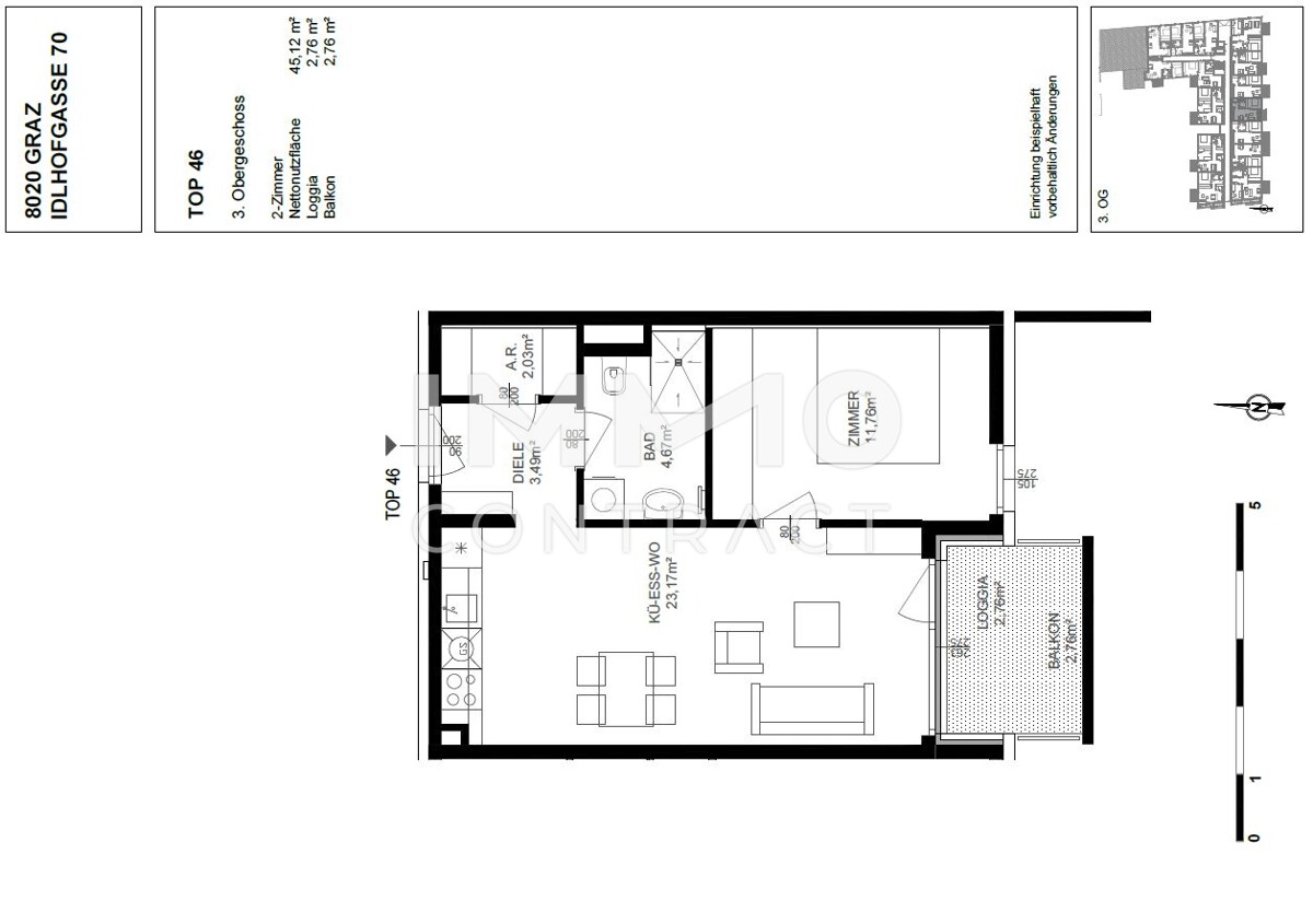 Neuwertige - gefrderte 2 Zimmer Wohnung  mit Balkon in zentraler Lage - Idlhofgasse 70 - Top 46 /  / 8020 Graz / Bild 7