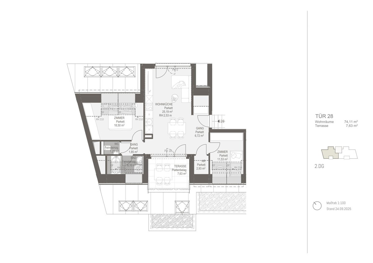 WEITBLICK Exklusiver Erstbezug: 3-Zimmer-Wohnung im Dachgeschoss mit Auenbereich /  / 1220 Wien / Bild 1