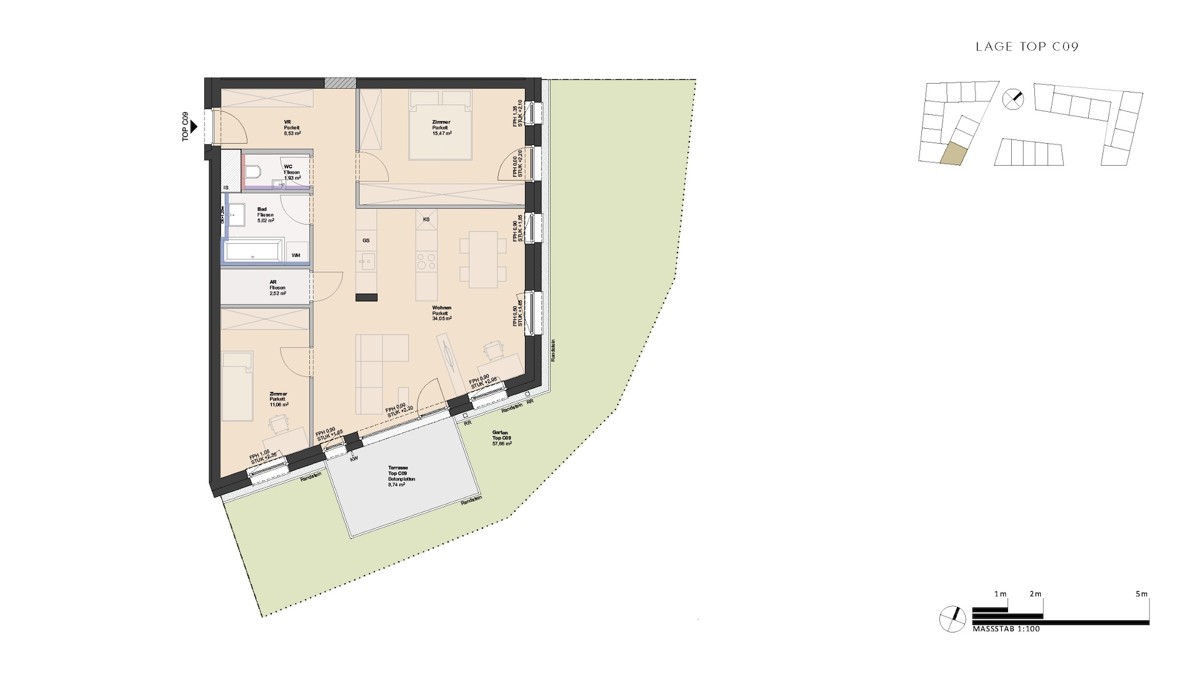 Architektonisches Highlight - 3 Zimmer Wohnung mit  Garten - provisionsfrei! /  / 4030 Linz / Bild 2