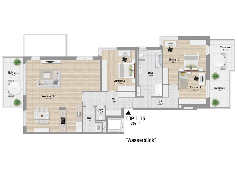 Traumlage Alte Donau: 5-Zimmer-Wohnung mit Wasserblick & Designerkche ? Provisionsfrei /  / 1220 Wien / Bild 3