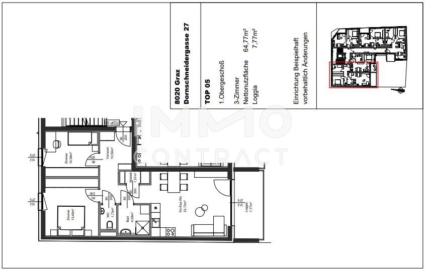 neuwertige, gef�rderte 3 Zimmer Wohnung mit gro�em Balkon/Loggia - Dornschneidergasse 27 - Top 005 /  / 8020&nbsp;Graz / Bild 8